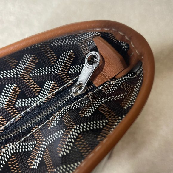 Goyard Artois PM Small Black/Tan Leather Canvas Zipped & Structured Tote - Picture 12 of 13